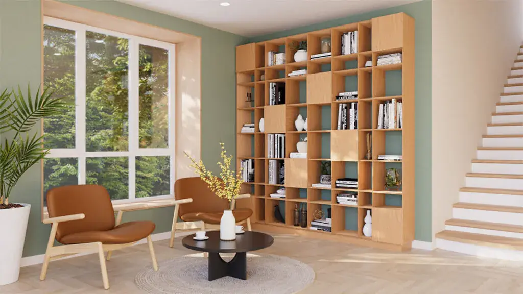Geräumiges und stilvolles XXL Bücherregal GRID im Skandi-Look