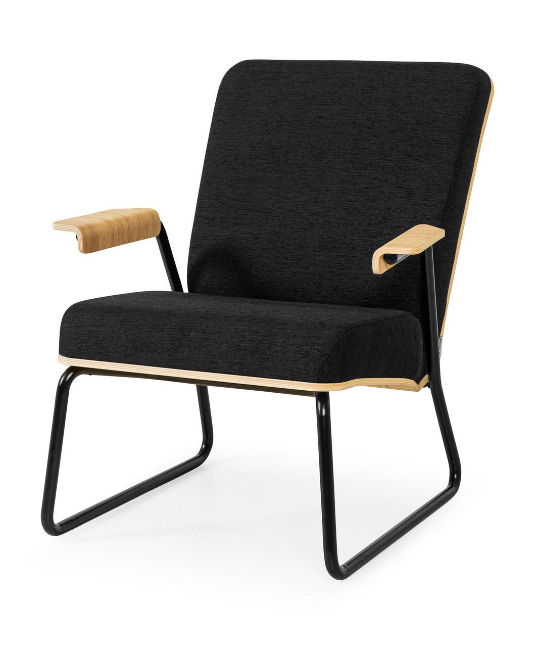 Retro-Sessel schwarz mit Metallfüßen
