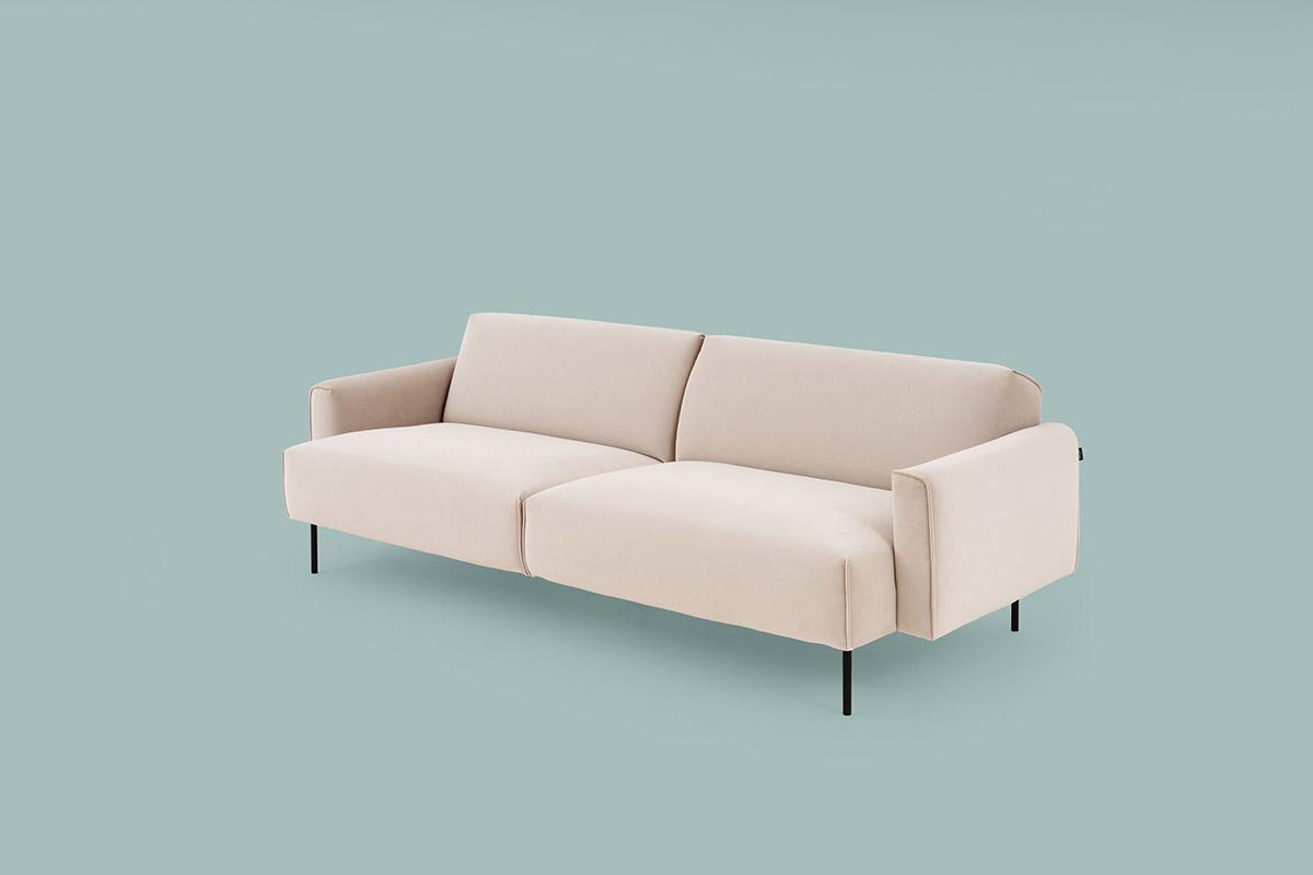 2-Sitzer Moss Slim mit Metallfüßen in schwarz