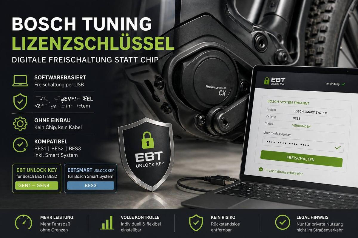 EBT Unlock Key: Lizenzschlssel & Lizenzcode fr Bosch Tuning  E-Bike  Tuning Shop