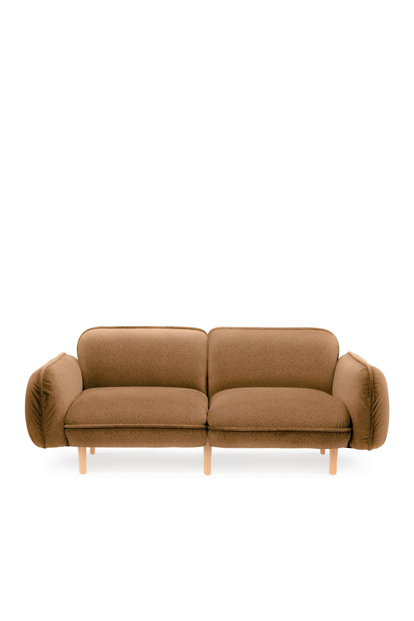 Senfgelbes 2er Modulsofa BEAN im eleganten skandinavischen Design für Loungebereich, Wohnzimmer, und Hotel-Lounge