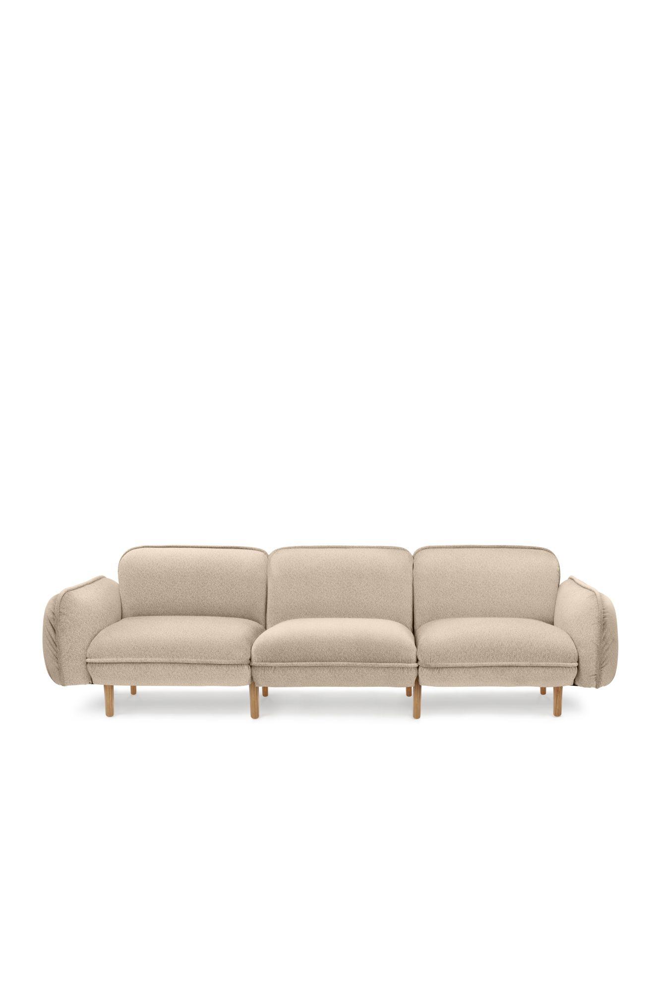 3er Designersofa BEAN in hellbeige mit modularem Aufbau
