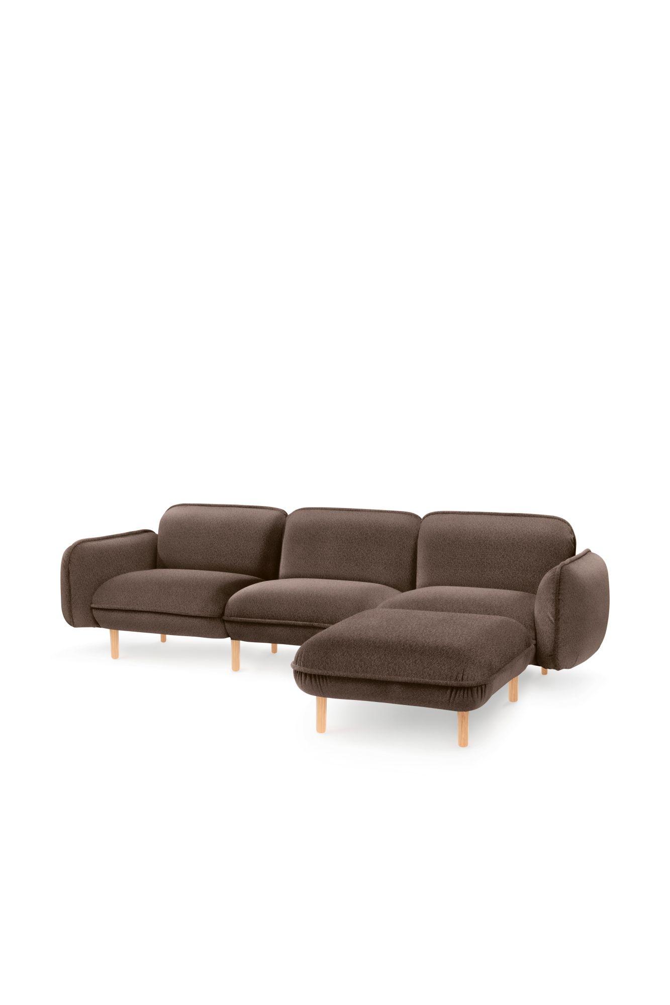 Braunes skandinavisches Modulsofa BEAN mit Pouf - bequemes Designersofa für Wohnzimmer, wartezimmer und Empfangsbereiche