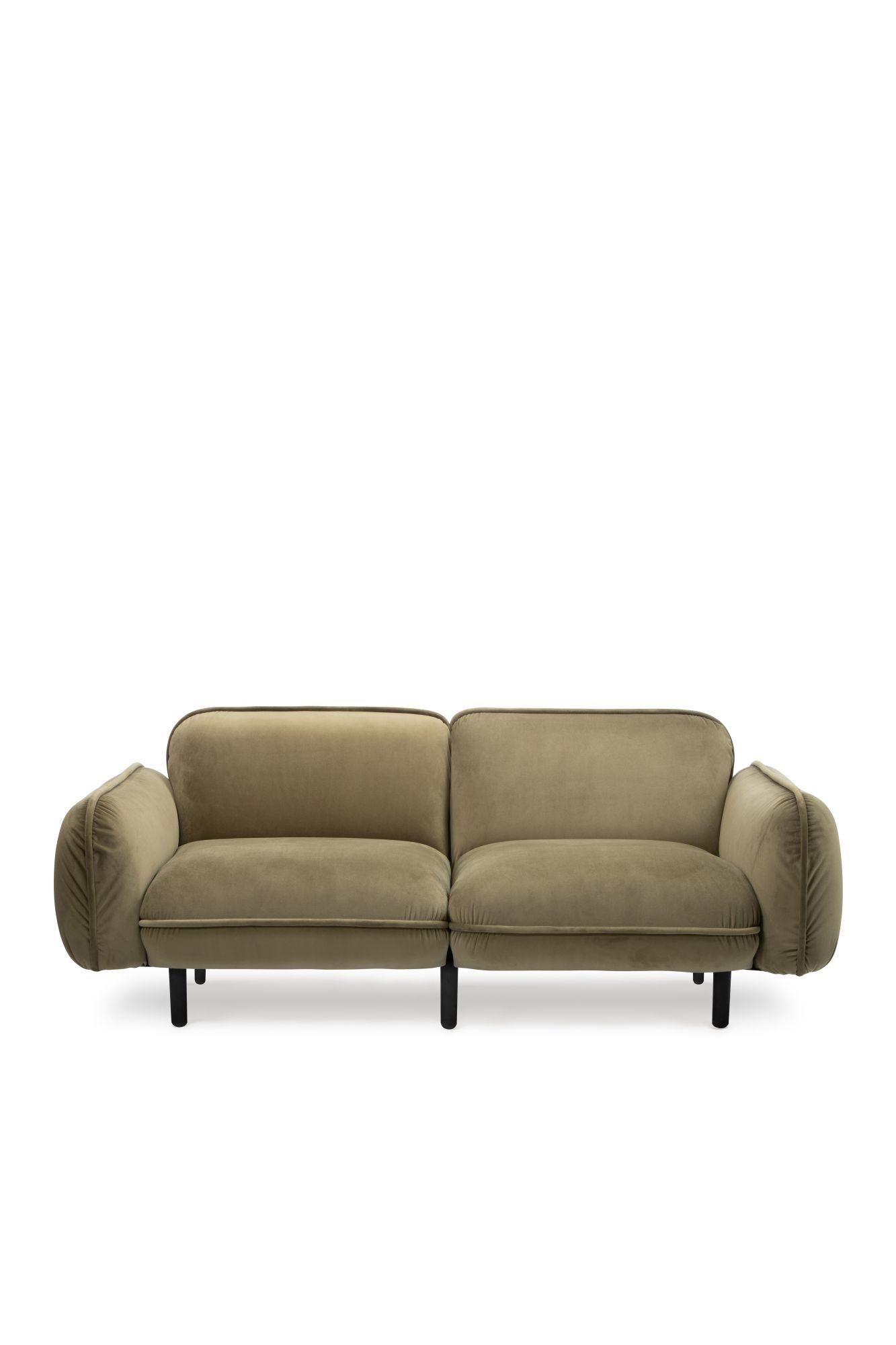 2-Sitzer Designersofa BEAN in grün mit modularem Aufbau