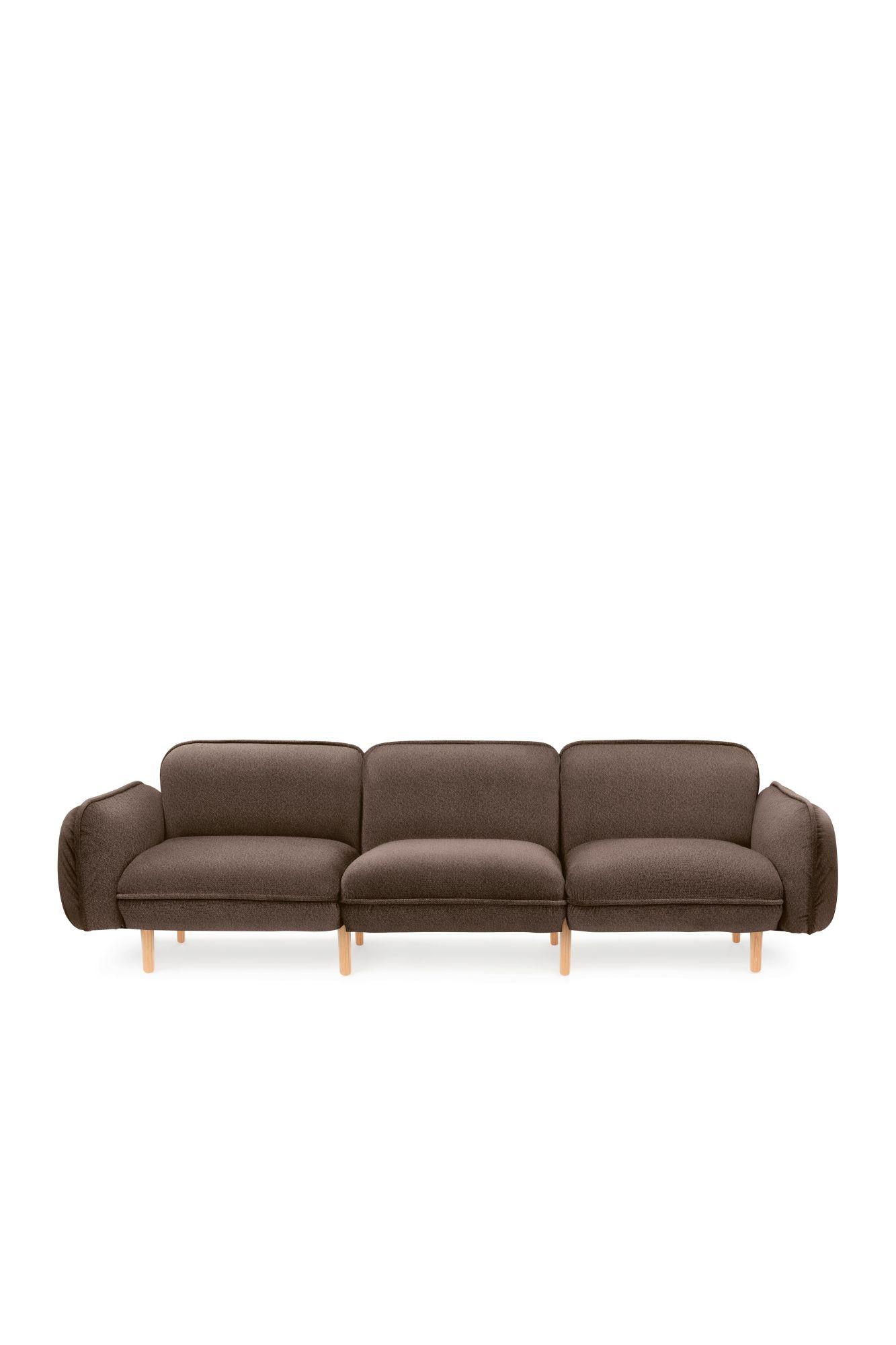 3er Designersofa BEAN in braun mit modularem Aufbau