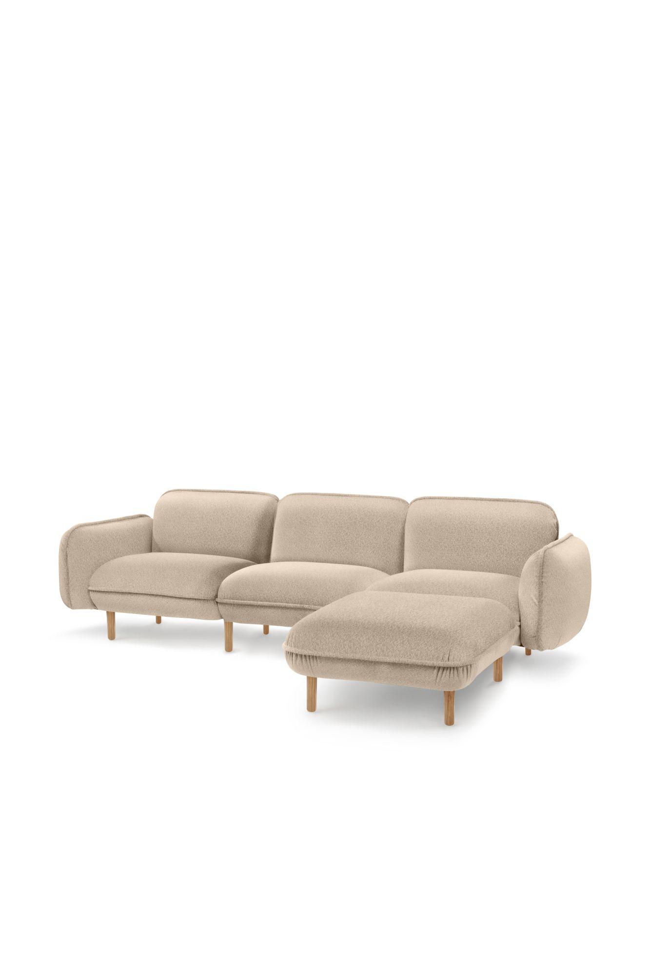 Bequemes skandinavisches 3er-Sofa BEAN mit modernem Design in hellbeige