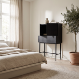 Highboard-Kommode Massivholz schwarz minimalistisches Design für Schlafzimmer