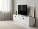 Minimalistischer TV-Board Massivholz in weiß
