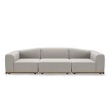 3er-Sofa Wohnzimmer beige mit Hocker