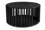 Minimalistischer Couchtisch Holz rund schwarz