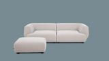 3er-Sofa Cava mit runden Formen weiß mit Hocker