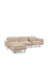 Hellbeiges skandinavisches Modulsofa BEAN mit Pouf - bequemes Designersofa für Wohnzimmer, wartezimmer und Empfangsbereiche