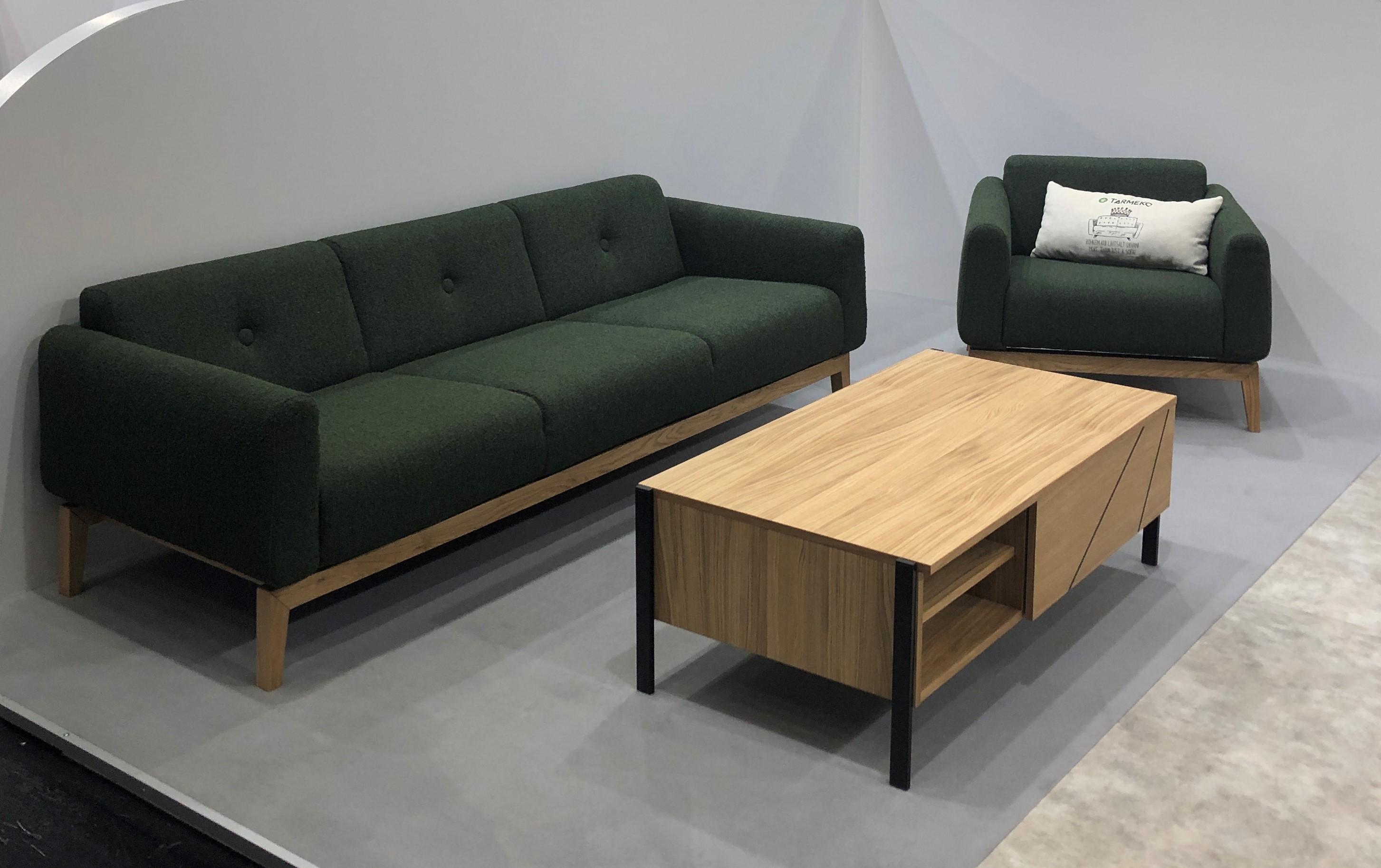 Sofa 3er-Couch in grün mit Holzfüßen online kaufen