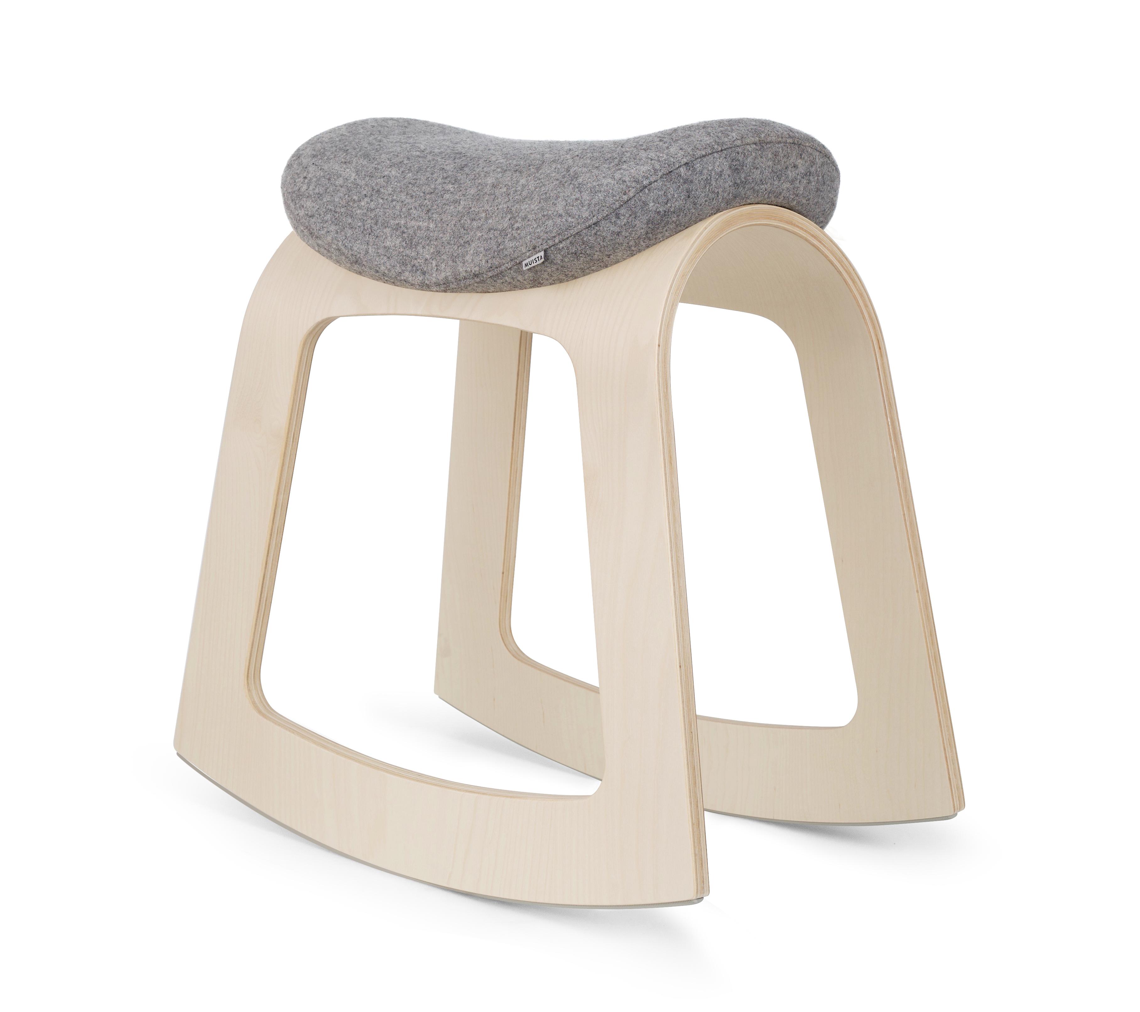 Ergonomischer Hocker Büro Holz Design grau