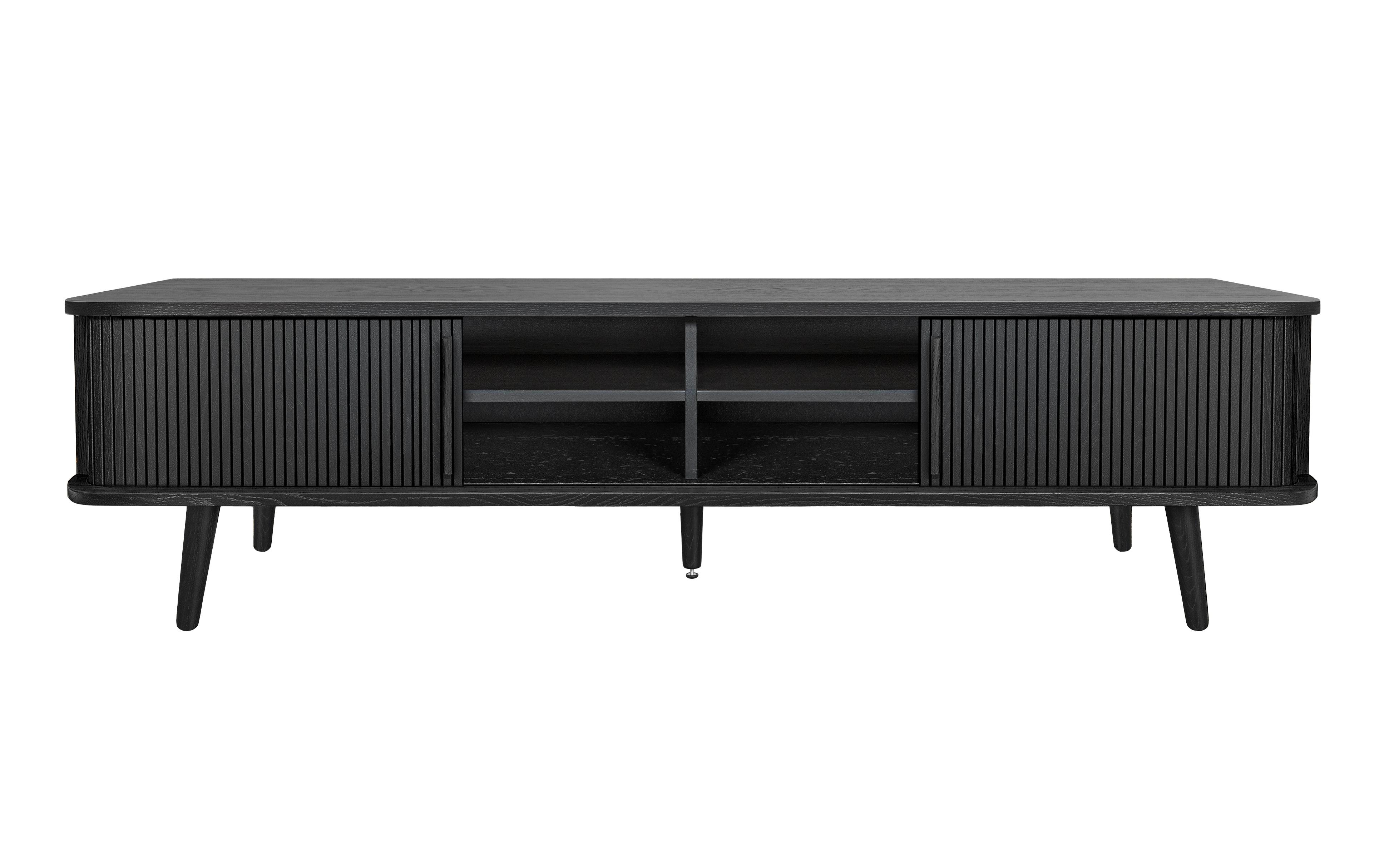 Design TV-Board mit Schiebetüren in schwarz