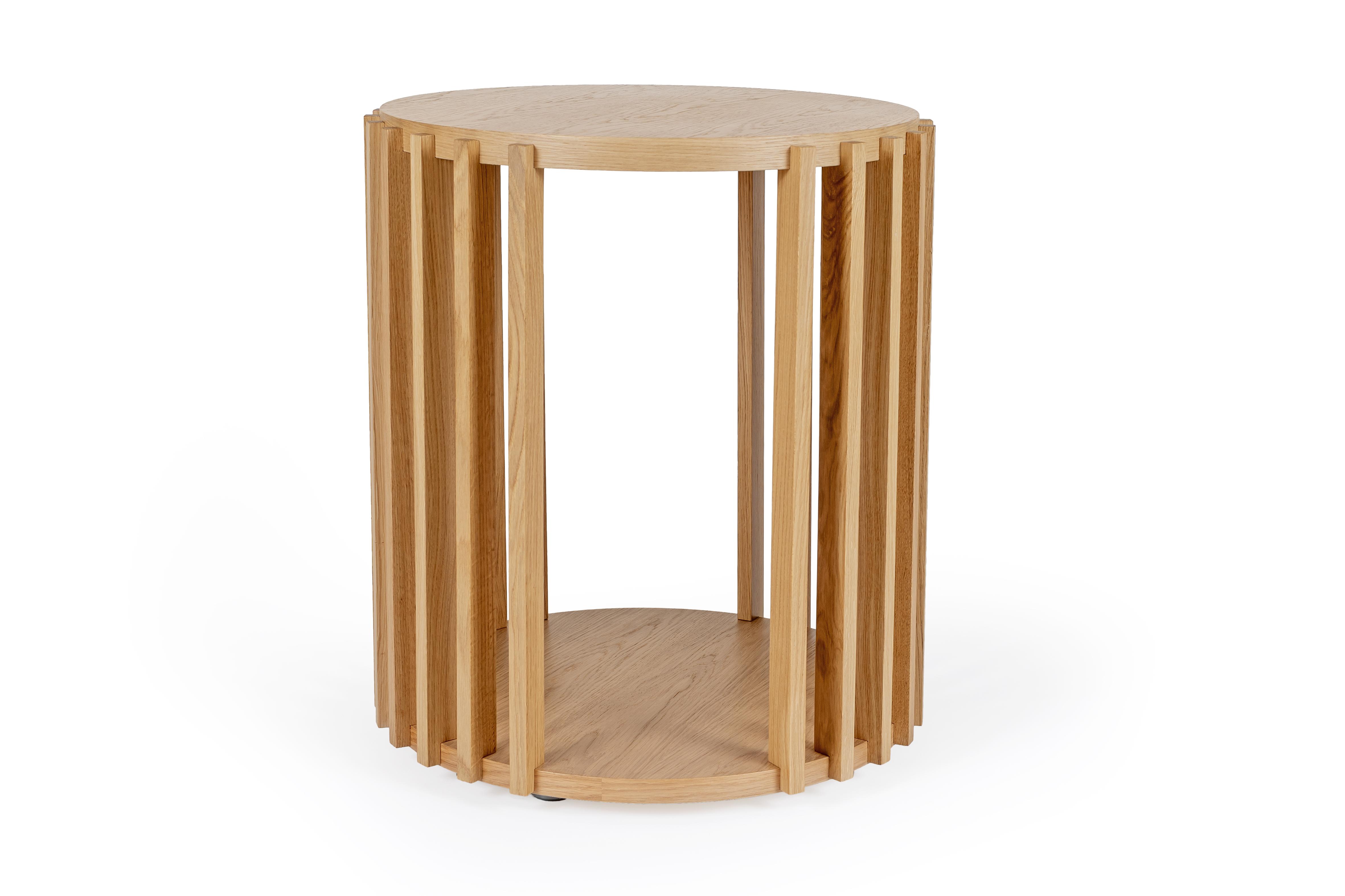 Runder Beistelltisch Holz mit Ablagefläche