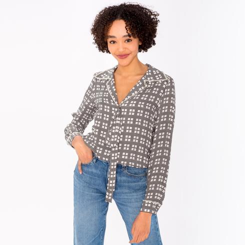 Blouse, black-white