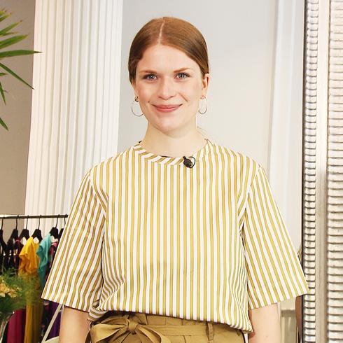 BLUSE, gold Streifen