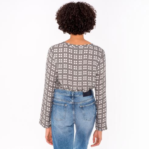Blouse, black-white