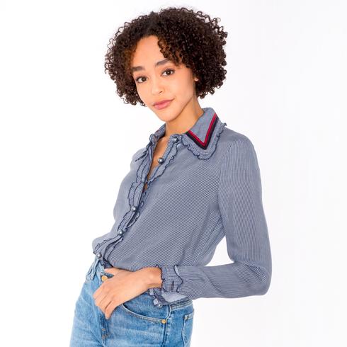 Blouse, navy-blue
