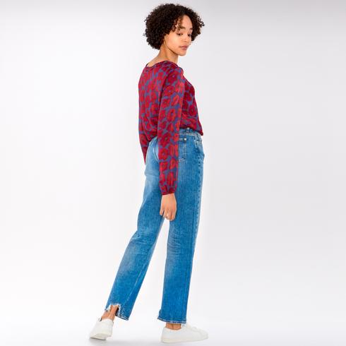 Blouse, mid-blue-red