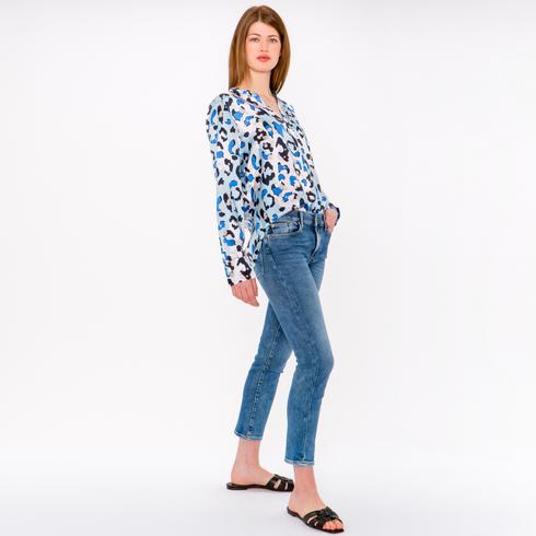 BLUSE, hellblau multi