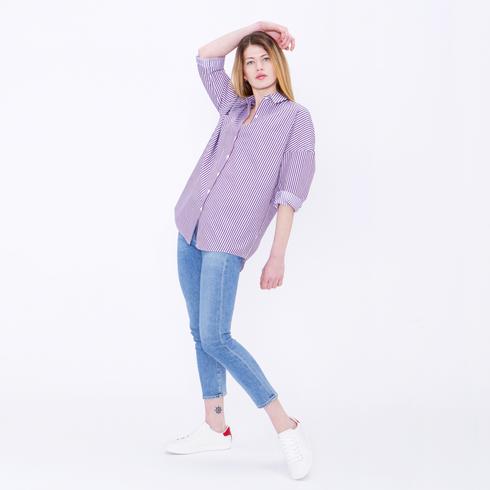 Blouse, navy-white-red
