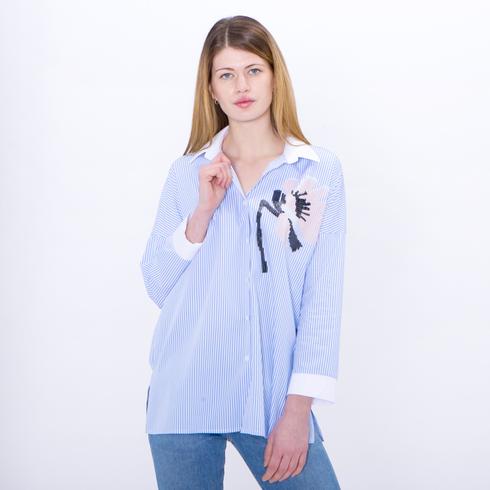 BLUSE, blau weiß