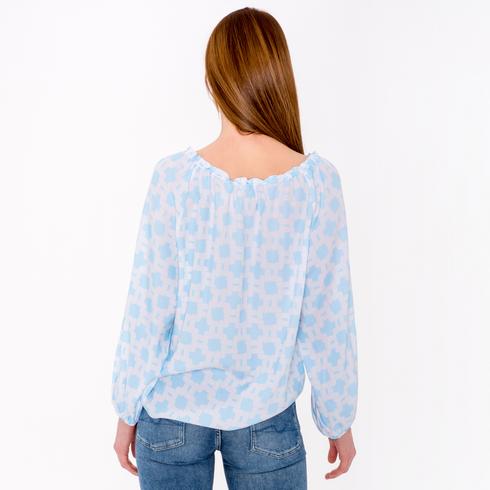 BLUSE, hellblau multi