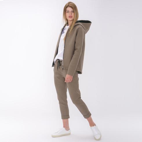 Sweat Scuba Hoody Jacket, pepita-tanne