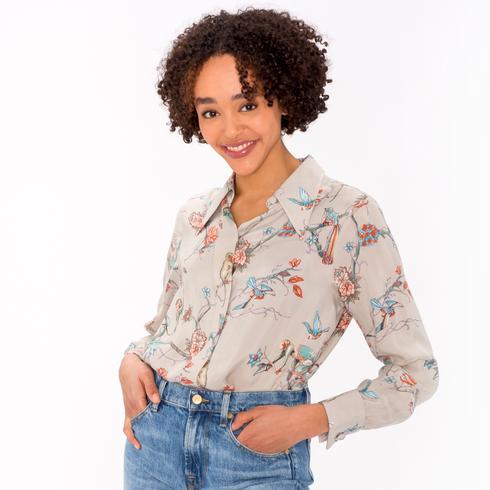 BLUSE sand-red-green