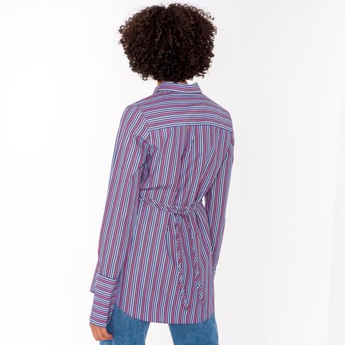 Blouse, red-pink-lightblue-navy-white