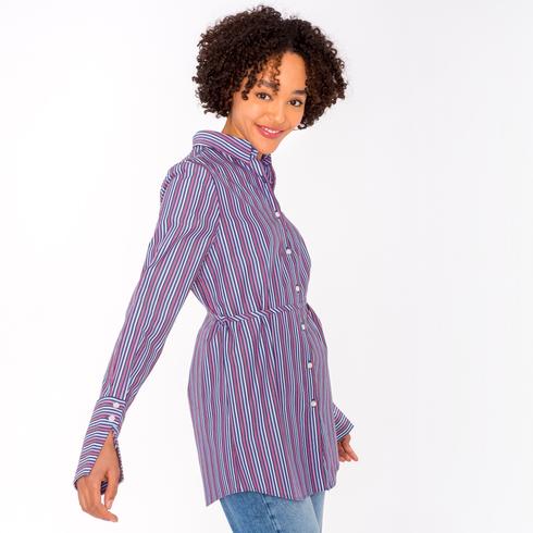 Blouse, red-pink-lightblue-navy-white