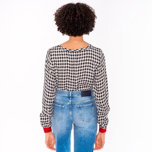 Blouse, black-new-red