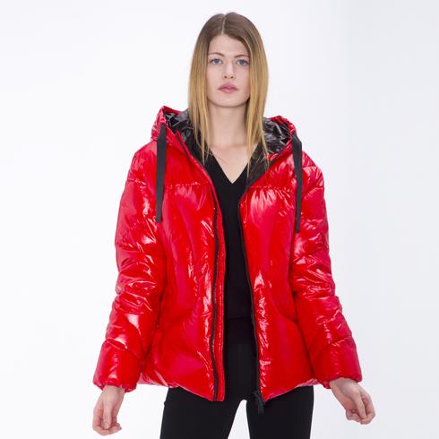 DAUNENJACKE, rot metal