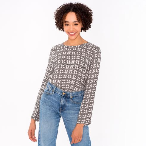 Blouse, black-white