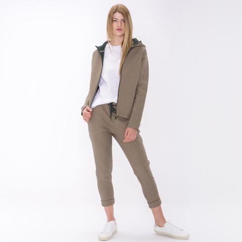 Sweat Scuba Hoody Jacket, pepita-tanne