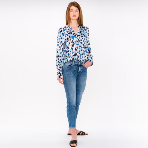 BLUSE, hellblau multi