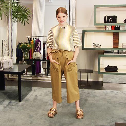 BLUSE, gold Streifen