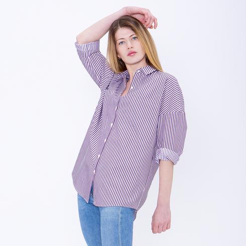 Blouse, navy-white-red