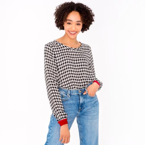 Blouse, black-new-red