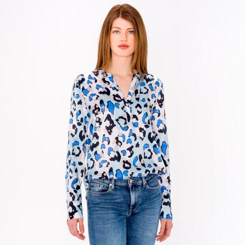 BLUSE, hellblau multi