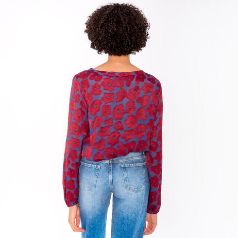 Blouse, mid-blue-red