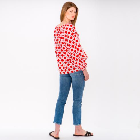 BLUSE, rot multi