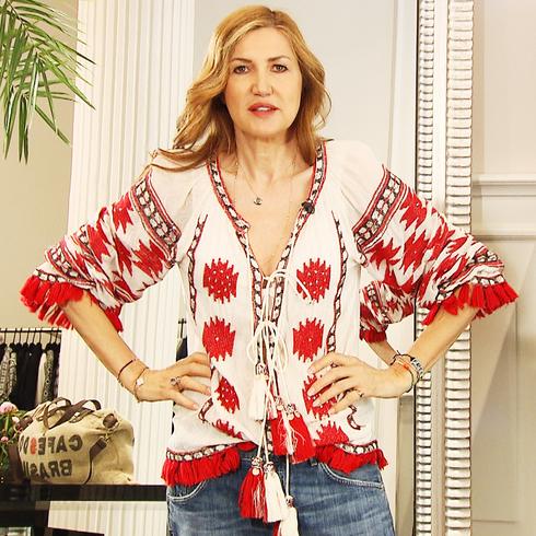 BLUSE, white-red