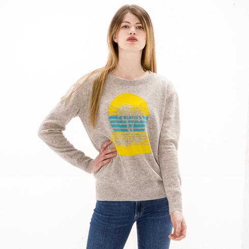 PULLOVER, grau gelb
