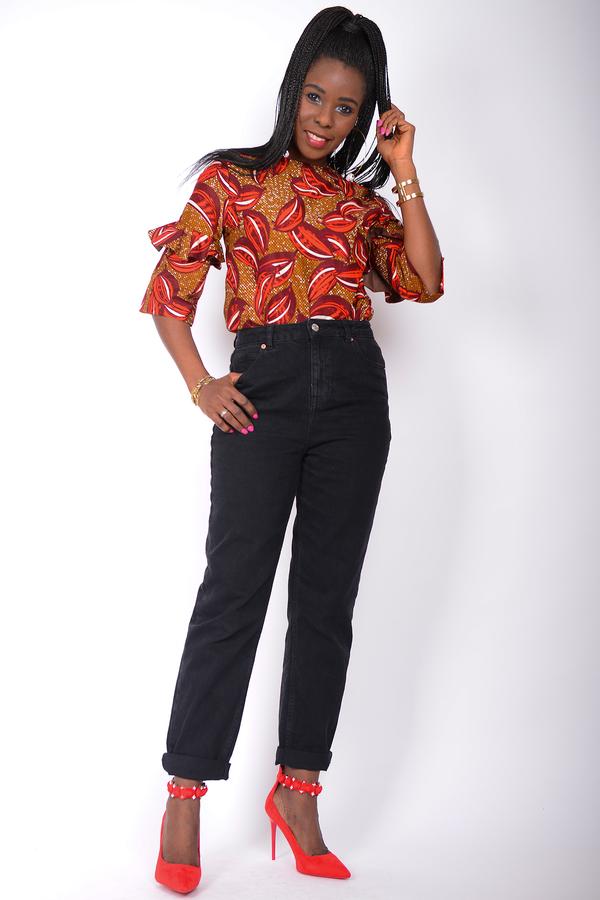 Rote Afrikanische Bluse Mercedes
