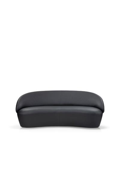 Rundes 2er Designersofa NAIVE bezogen mit schwarzem Leder