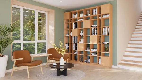 Geräumiges und stilvolles XXL Bücherregal GRID im Skandi-Look