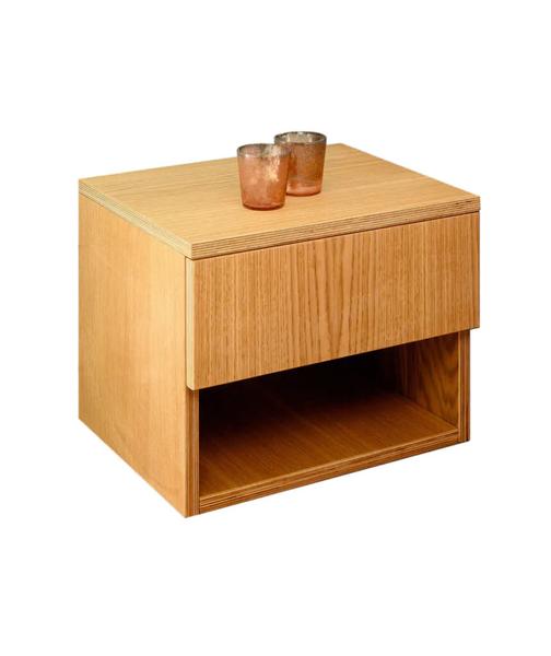 Quadratischer Nachttisch mit Wandmontage und Schublade Holz Design